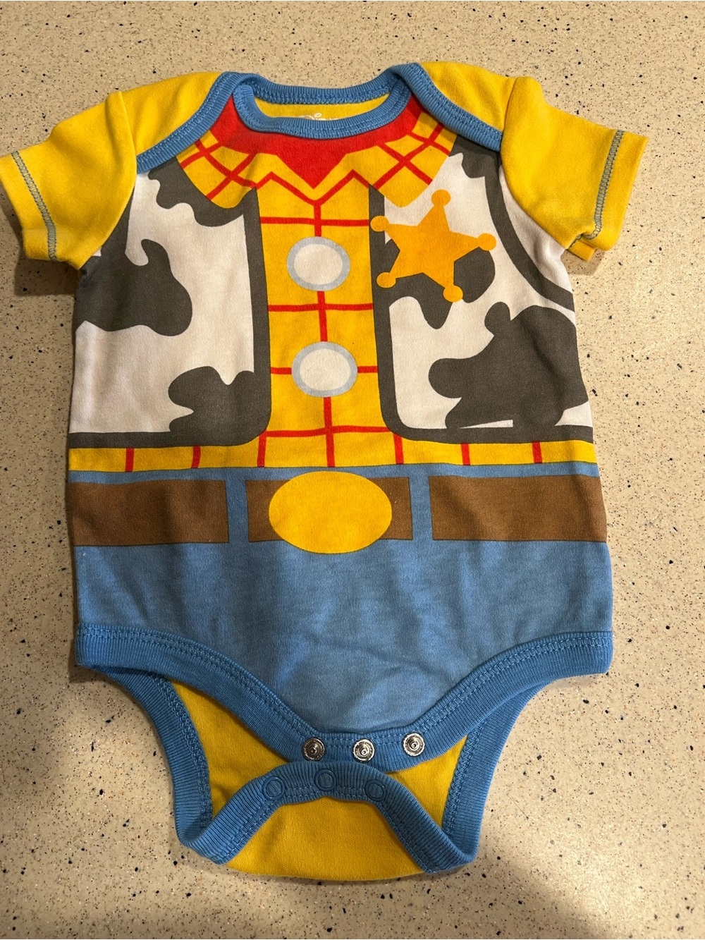 Disney Yellow Blue Cowboy Sheriff Bodysuit Costume Woody Toy Story